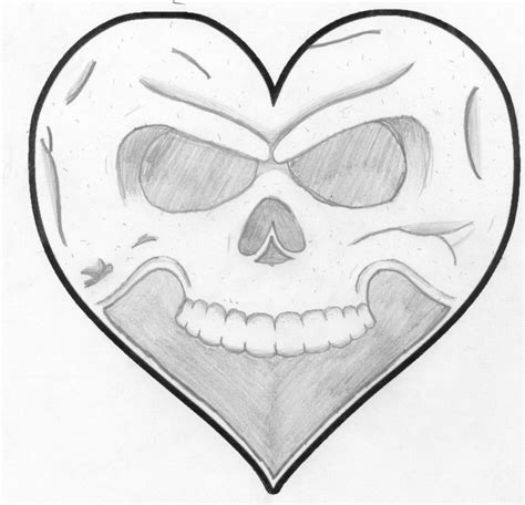 Pin by Lexes B on ☠ Skull and Bones ☠ | Heart drawing, Cool drawings, Scary drawings