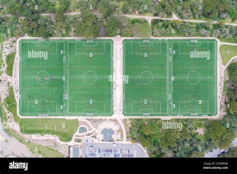 Aerial view of the football field Stock Photo - Alamy