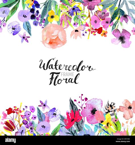 Watercolor Flower Border Stock Photo - Alamy