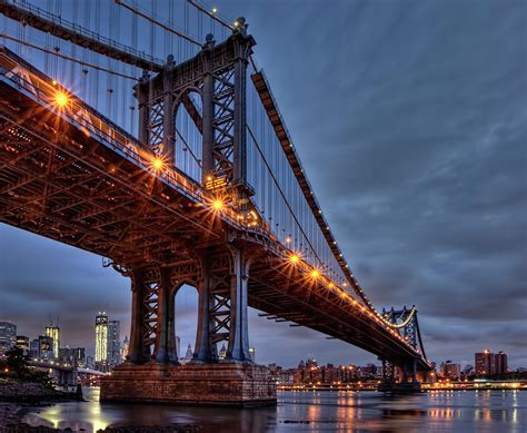 Manhattan Bridge at Night Photograph by Chris Ferrara - Pixels