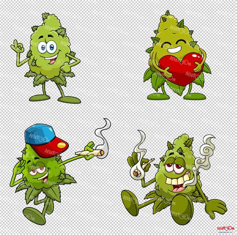 Marijuana Buds Cartoon Mascot Characters 1. Vector Collection By HitToon | TheHungryJPEG