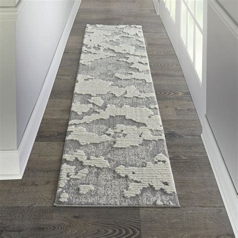 Nourison Textured Abstract Contemporary Runner Rug, Gray, 2'2" x 7'6" - Walmart.com - Walmart.com