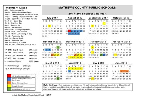 Mathews County Public Schools Calendars – Virginia