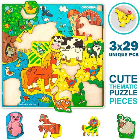 Wooden Jigsaw Puzzles for Kids Ages 4-8 3 Pack Puzzles | Etsy