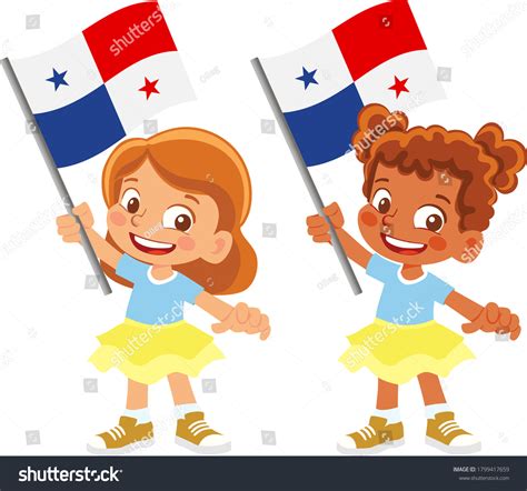 Panama Flag Hand Children Holding Flag Stock Vector (Royalty Free ...