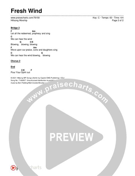 Fresh Wind Chords PDF (Hillsong Worship) - PraiseCharts