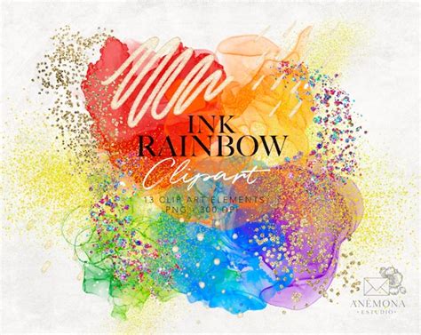 Rainbow Clipart Pride Splashes Clipart Abstract Watercolor | Etsy