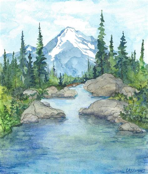 Elizabeth Anderson - sketch watercolor | Watercolor landscape paintings, Landscape paintings ...