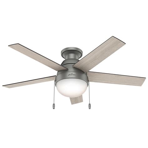 Hunter Anslee 46 in. Indoor Low Profile Matte Silver Ceiling Fan with Light-59270 - The Home Depot