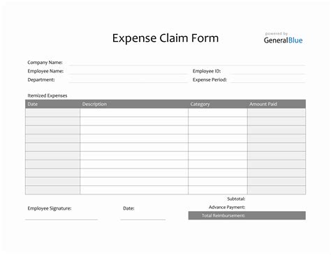 Expense Claim Form in Word (Simple)