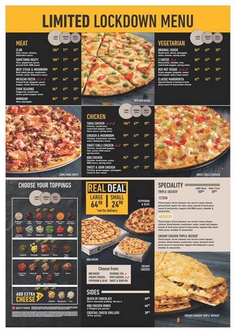 Menu at Debonairs Pizza restaurant, Rustenburg, Waterfall Mall