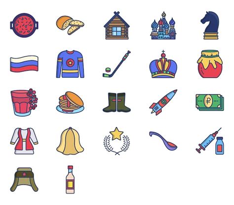 Premium Vector | Russia country and culture icon set