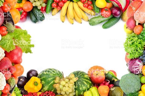 an assortment of fresh fruits and vegetables arranged in a rectangle ...