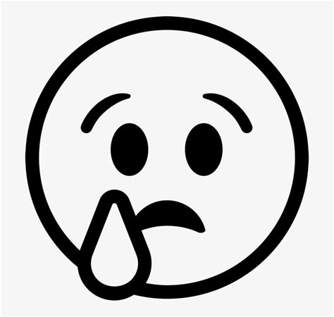 Crying Face Emoji Rubber Stamp - Sad Smiley Emoji Black And White Transparent PNG - 696x700 ...