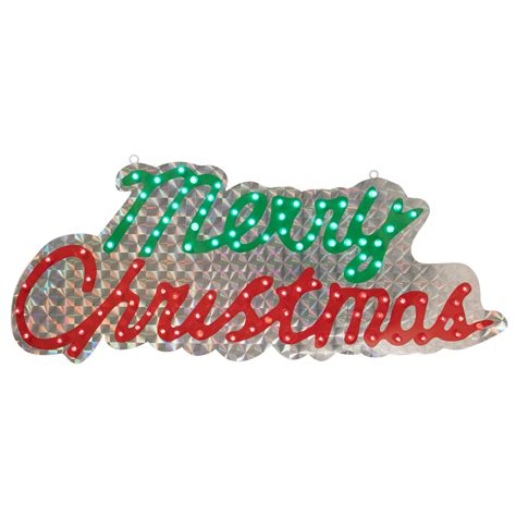 42" LED Lighted Holographic Merry Christmas Outdoor Sign Decoration | Christmas Central