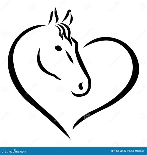 The Silhouette of the Heart in the Form of a Black Horse. the Concept ...