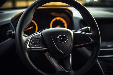 Premium AI Image | Steering wheel and interior of a modern car