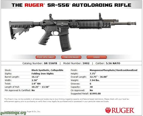 Gunlistings.org - Rifles Ruger SR-556 AR, .223 Rem/5.56 NATO, 16.1