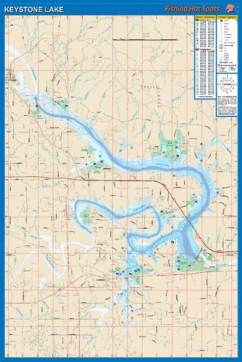 Keystone Lake, Oklahoma Waterproof Map (Fishing Hot Spots) | Lakes ...