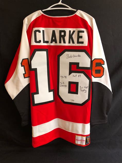 BOBBY CLARKE SIGNED MITCHELL & NESS FLYERS HOCKEY JERSEY W/ COA