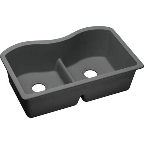 Elkay Quartz Classic Undermount 33 in. Double Bowl Kitchen Sink in Dusk Gray ELGULB3322GY0 - The ...