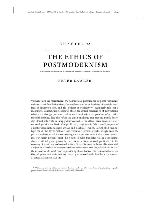 (PDF) The Ethics of Postmodernism | Peter Lawler - Academia.edu