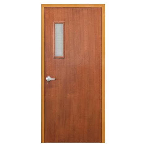FD60 Oak Veneer Primed Single External Flush Glazed Emergency Fire Exit Door With Glass Vision Panel