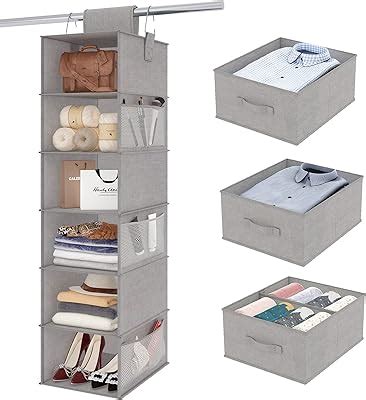 Amazon.com: ZOBER Hanging Closet Organizer and Storage Shelves - 5 ...