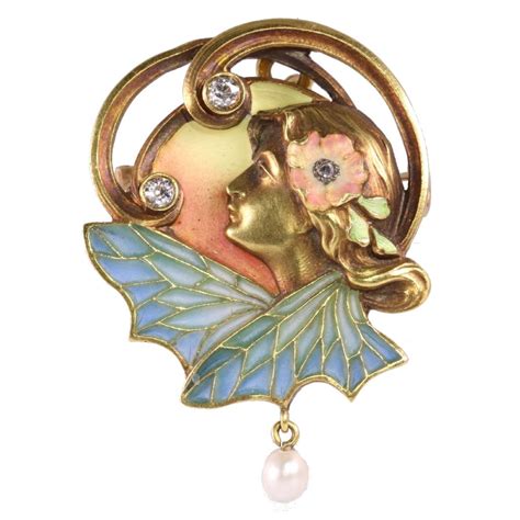 Antique Art Nouveau Plique A Jour Enamel Pendant Brooch - Jewellery ...