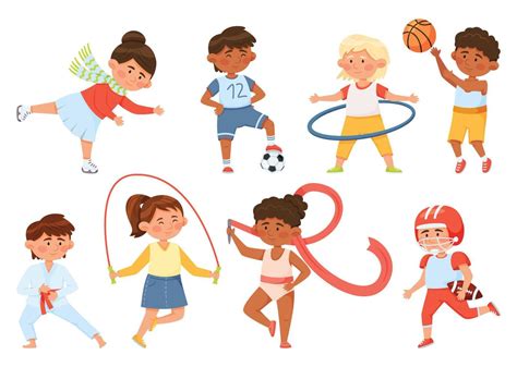 dibujos animados niños hacer ejercicio, niños haciendo Deportes y gimnasia. Niños y muchachas ...