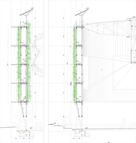 Detailed Section 02 | Green facade, Green wall, Green architecture