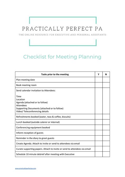 Checklist for Meeting Planning