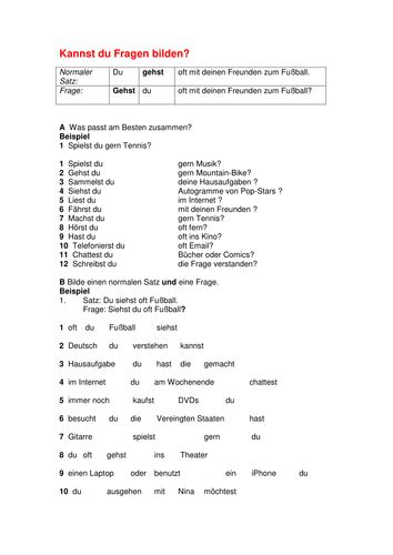 Forming Questions in German | Teaching Resources