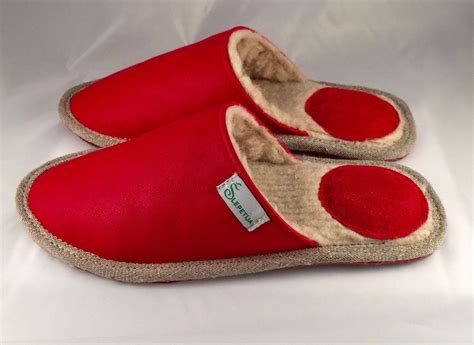 Women slippers red slippers leather slippers wool slippers