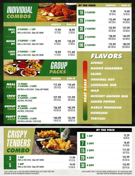 Printable Wingstop Menu - Printable Templates