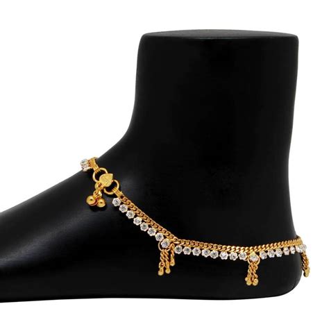 Gold anklets - Jaipur Mart - 3317779