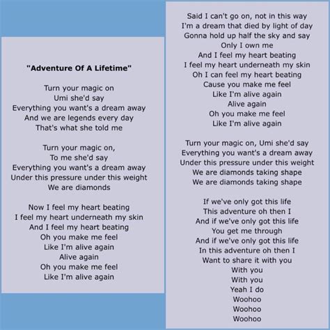 Adventure of a Lifetime Coldplay Lyrics