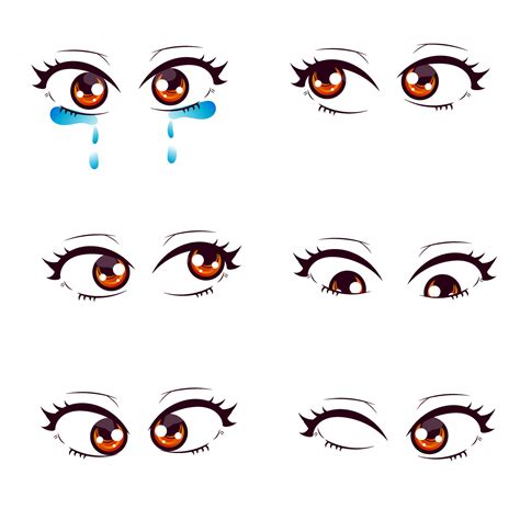 Premium vector l Set of cartoon eye anime style expressions. eyebrows ...