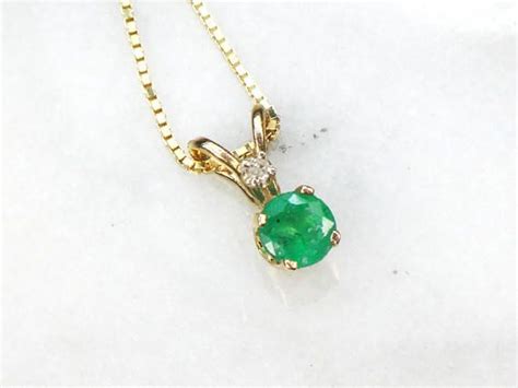 Vintage Emerald Necklace Vintage Genuine Emerald and Diamond | Etsy ...