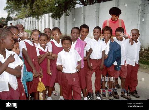 Belize, Central America, Belize City, Central Christian School students, uniforms, class trip ...