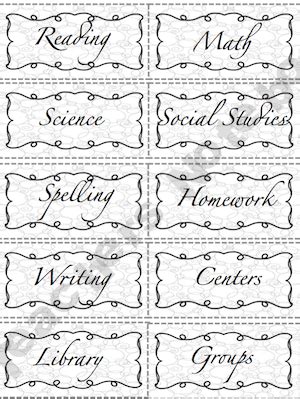 Black and White Theme Folder Subject Labels | Subject labels, Folder ...