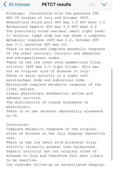 New PET scan results : r/lymphoma