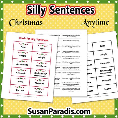 Silly Sentences – Susan Paradis Piano Teaching Resources