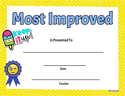 Free, Fast Student Award Generator | Most Improved Award