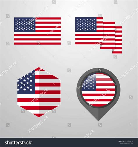 United States America Flag Design Set Stock Vector (Royalty Free ...