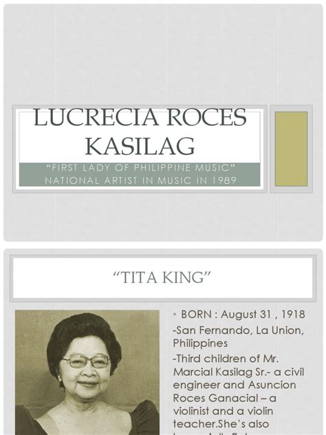 Lucrecia Roces Kasilag | Performing Arts | Entertainment