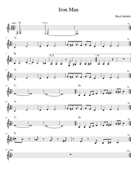 Iron Man - Guitar Sheet music for Guitar | Download free in PDF or MIDI | Musescore.com