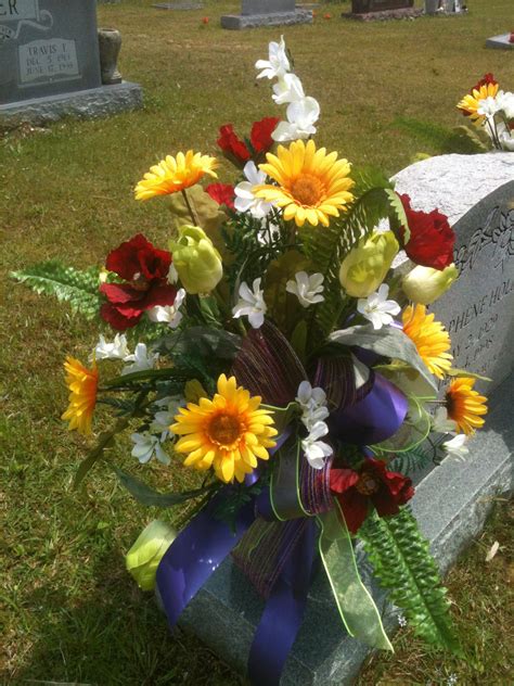 Cemetery vase arrangement Funeral Floral Arrangements, Artificial Floral Arrangements, Flower ...