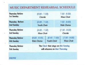 Choir Rehearsal Schedule - Morning Star Baptist Church