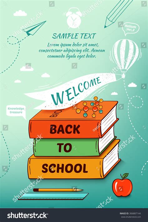 Back School Poster Education Background Vector: เวกเตอร์สต็อก (ปลอดค่า ...